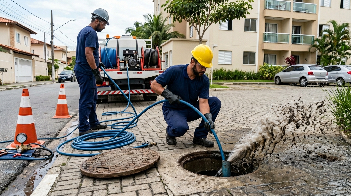 Desobstrução com Alta Pressão em Aparecida, Sorocaba‑SP